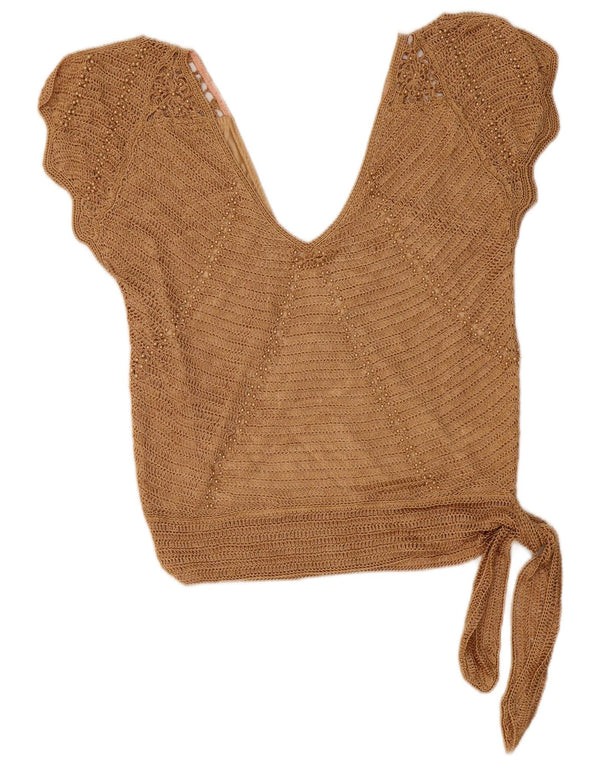 Camicetta senza maniche all'uncinetto da donna Etam UK 10 Small Beige Viscosa