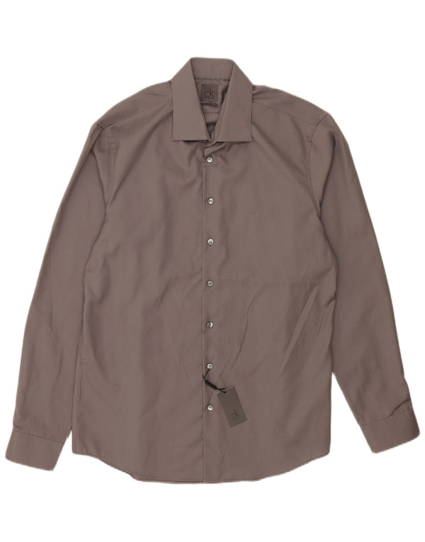 Camicia aderente da uomo Calvin Klein Suze 41 16 Large Grigio Cotone