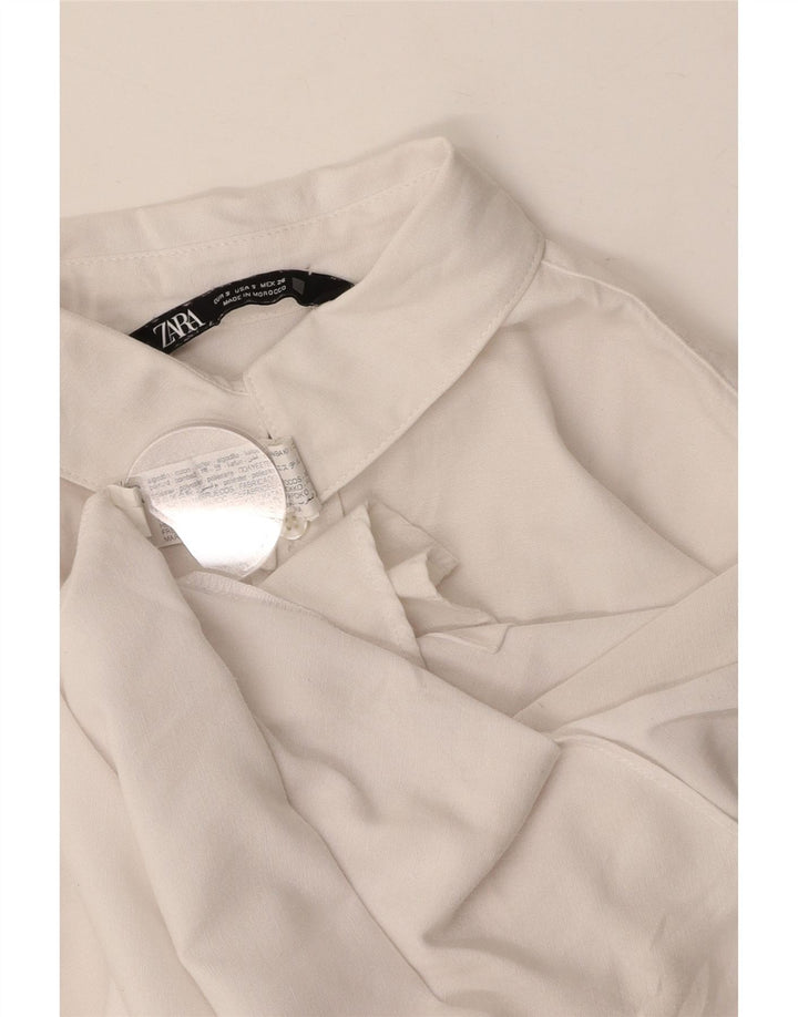 Camicia oversize da donna ZARA UK 10 piccola in cotone bianco