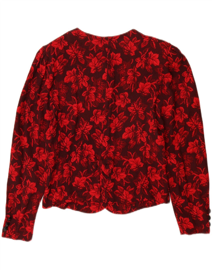 Top cardigan da donna vintage IT 44 Viscosa floreale rosso medio