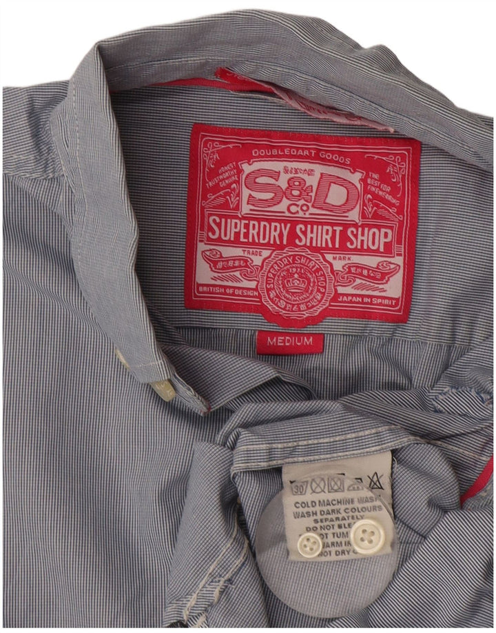 Camicia da uomo Superdry in cotone gessato blu medio