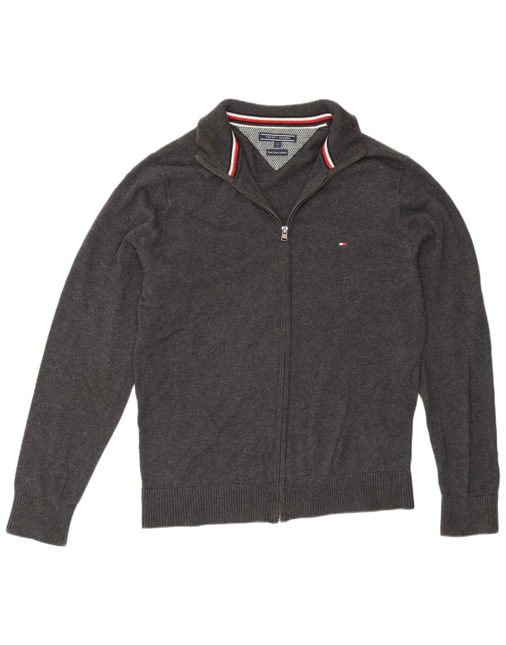 Maglione cardigan con zip intera da uomo Tommy Hilfiger in cotone grigio medio