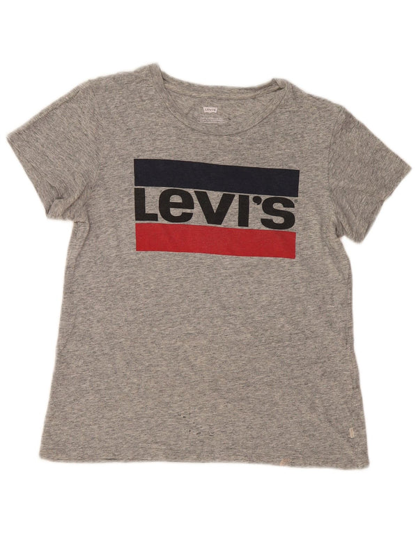 T-shirt grafica da donna Levi's Top UK 6 XS grigio chiazzato
