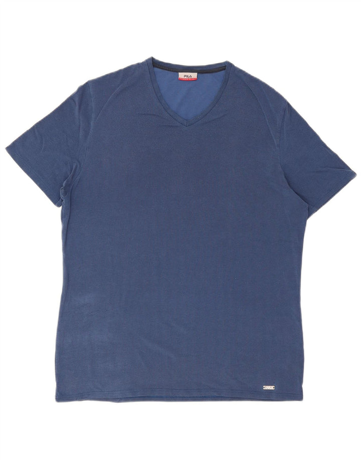 T-shirt Fila da uomo Top XL in cotone a spina di pesce blu