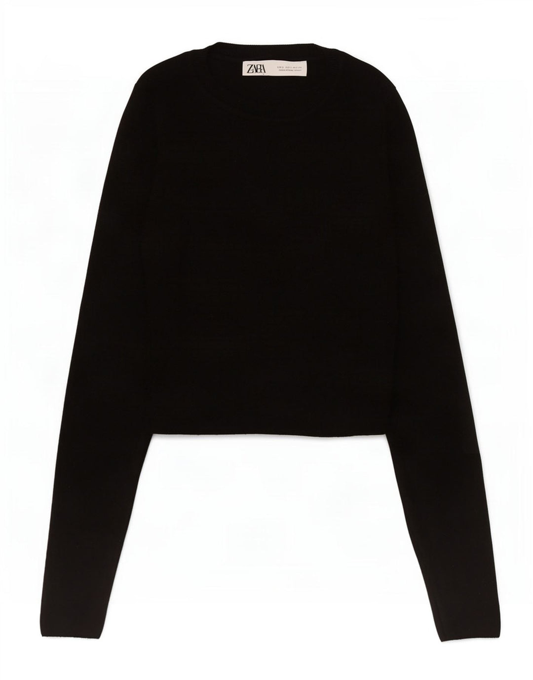 Top corto da donna Zara a maniche lunghe UK 8 piccolo in viscosa nera