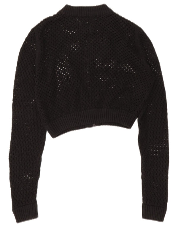 Maglione cardigan trasparente corto da donna Zara UK 12 medio nero