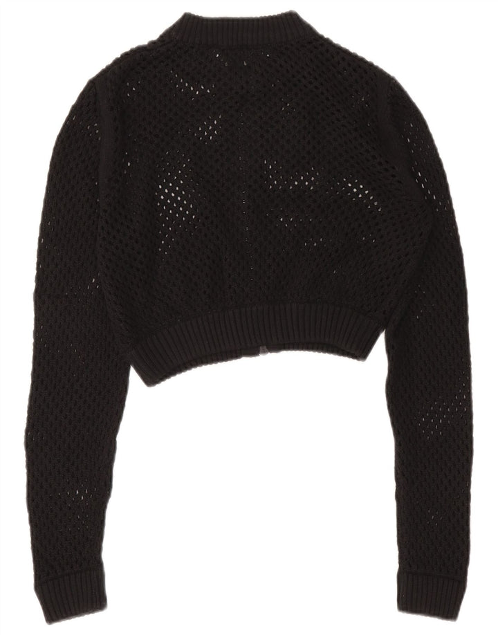 Maglione cardigan trasparente corto da donna Zara UK 12 medio nero