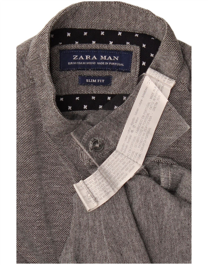 Camicia Zara da uomo slim fit in cotone grigio medio