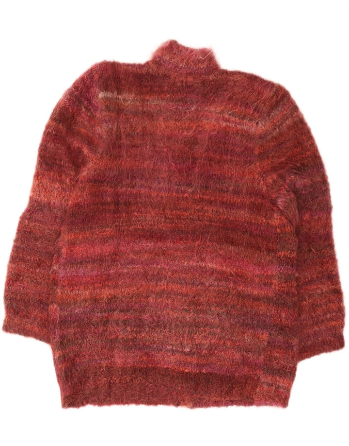 Maglione cardigan oversize da donna vintage UK 18 XL Borgogna