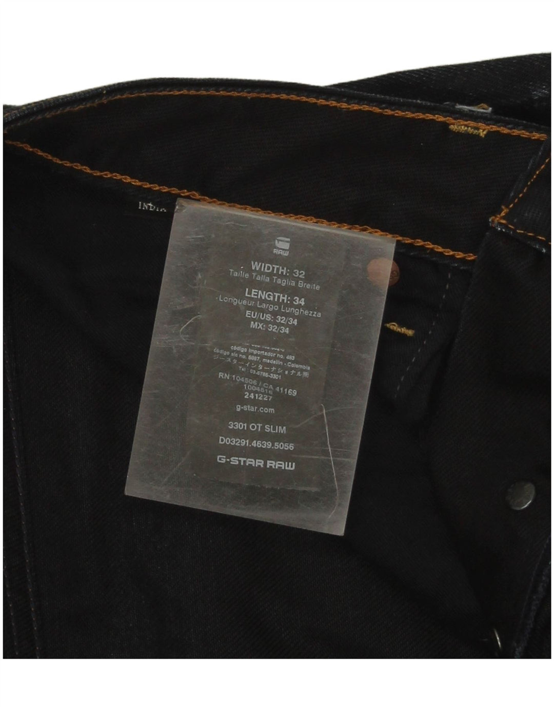 Jeans slim da uomo G-Star 3301 W32 L34 cotone blu navy