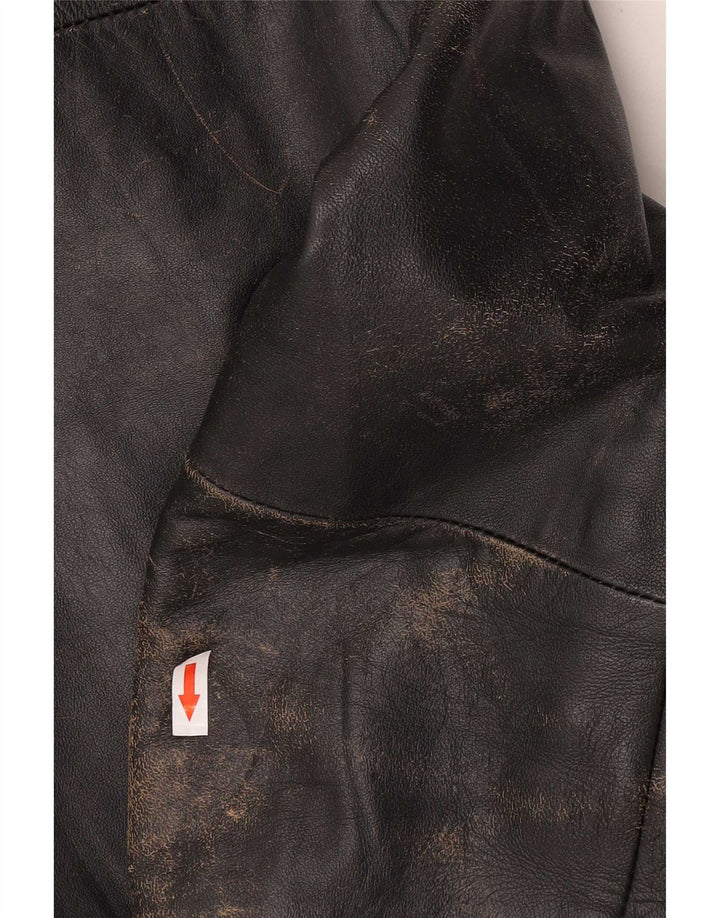Giacca in pelle da motociclista vintage da uomo IT 54 2XL Pelle nera