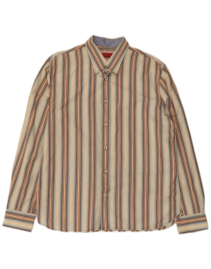 Levi's Camicia da uomo grande in cotone a righe beige