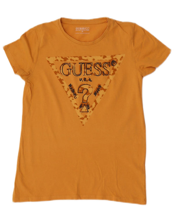 T-shirt grafica per bambina Guess 13-14 anni in cotone giallo
