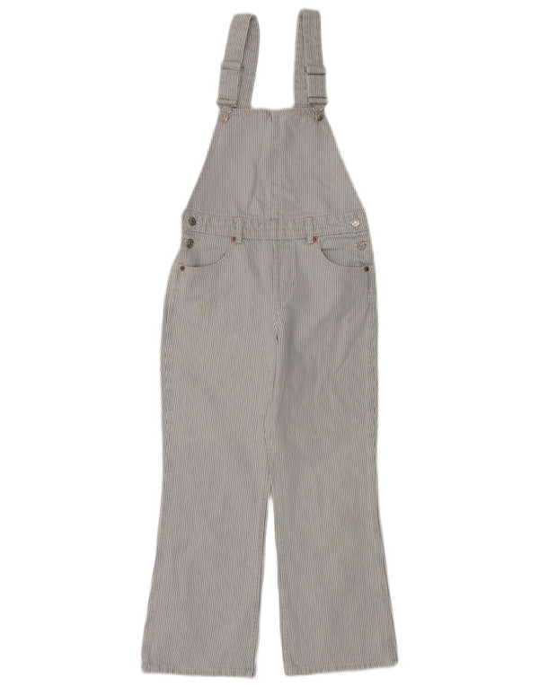 Zara Womens Dungarees Trousers XS W28 L26 Blue Pinstripe Cotton