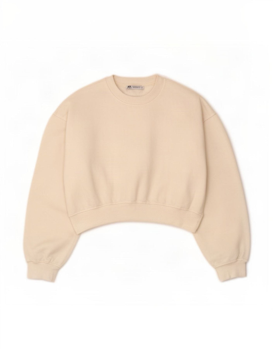 Felpa corta oversize da donna Zara UK 14 cotone bianco medio