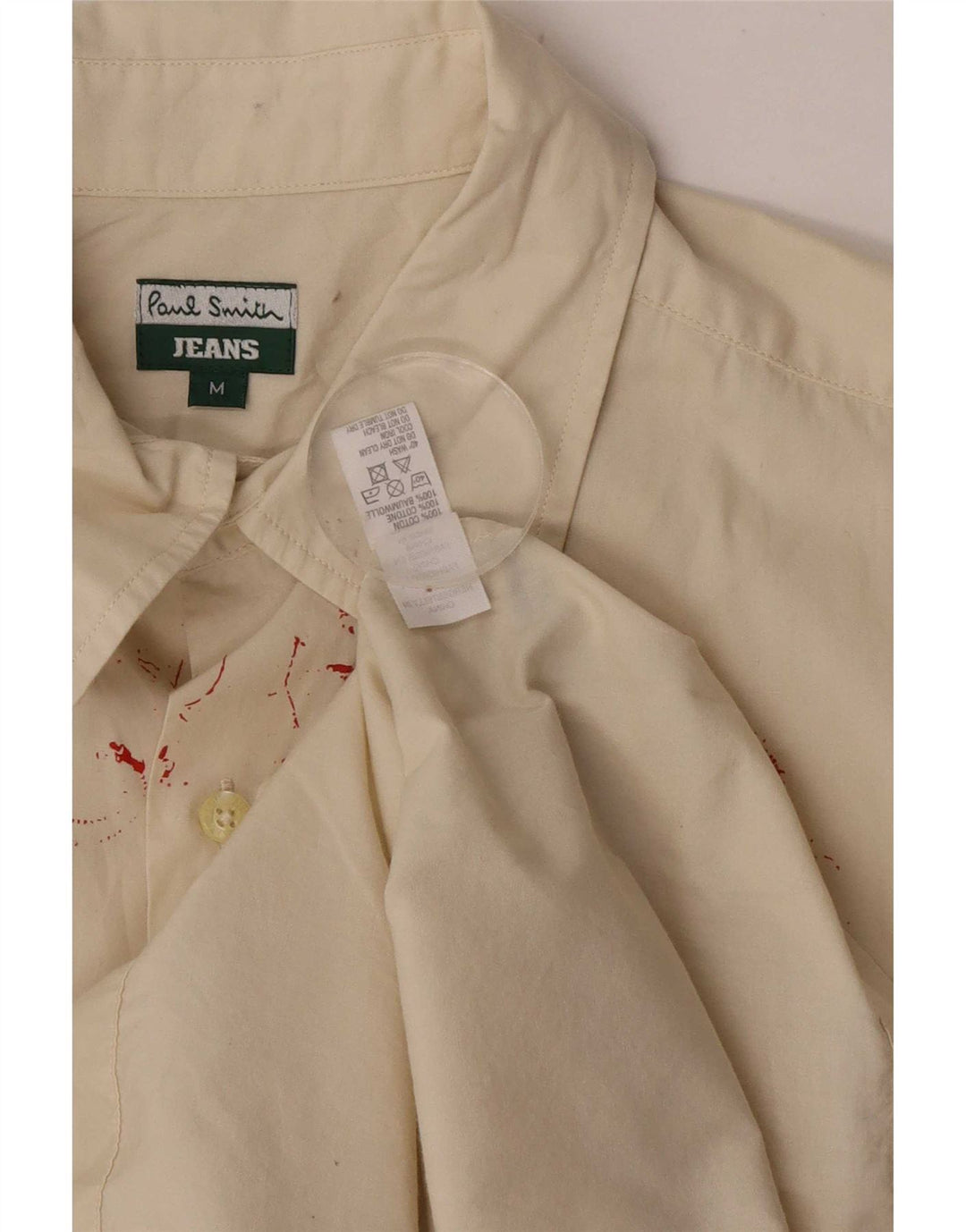 Paul Smith Mens Graphic Shirt Medium White Floral Cotton
