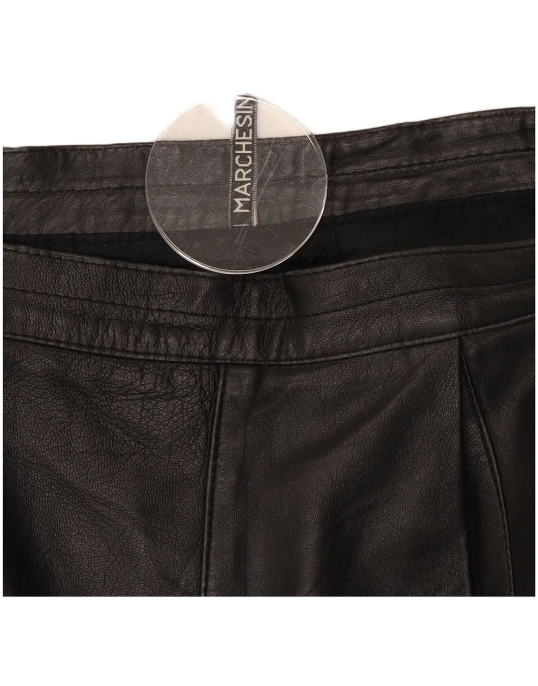 Gonna in pelle vintage da donna W28 media nera