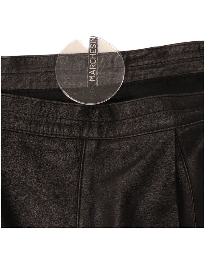 Gonna in pelle vintage da donna W28 media nera