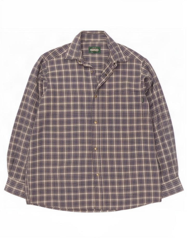 Camicia in flanella da uomo Rohan piccola in cotone scozzese blu navy