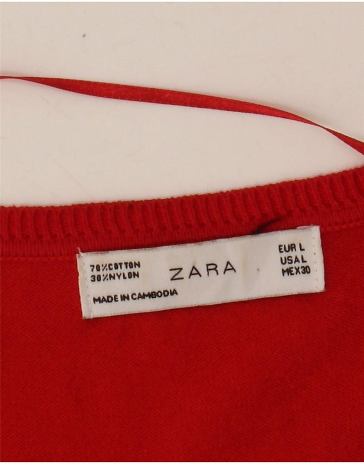 Maglione cardigan da donna Zara UK 16 grande cotone rosso