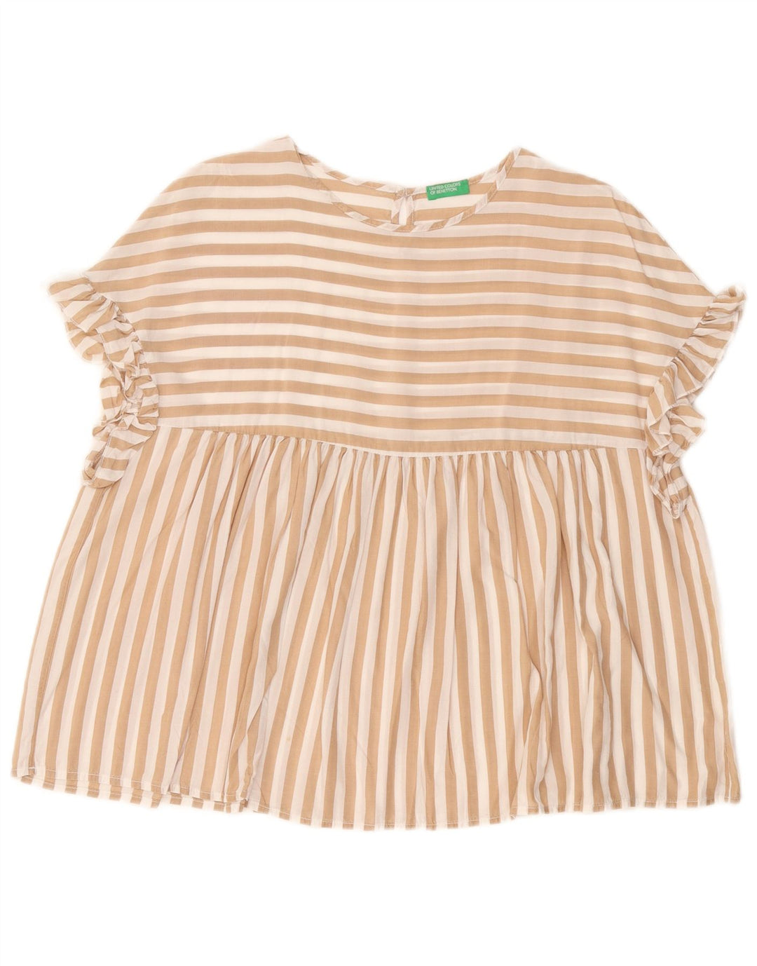 BENETTON Camicetta oversize da donna Top UK 10 Piccolo Lyocell gessato beige