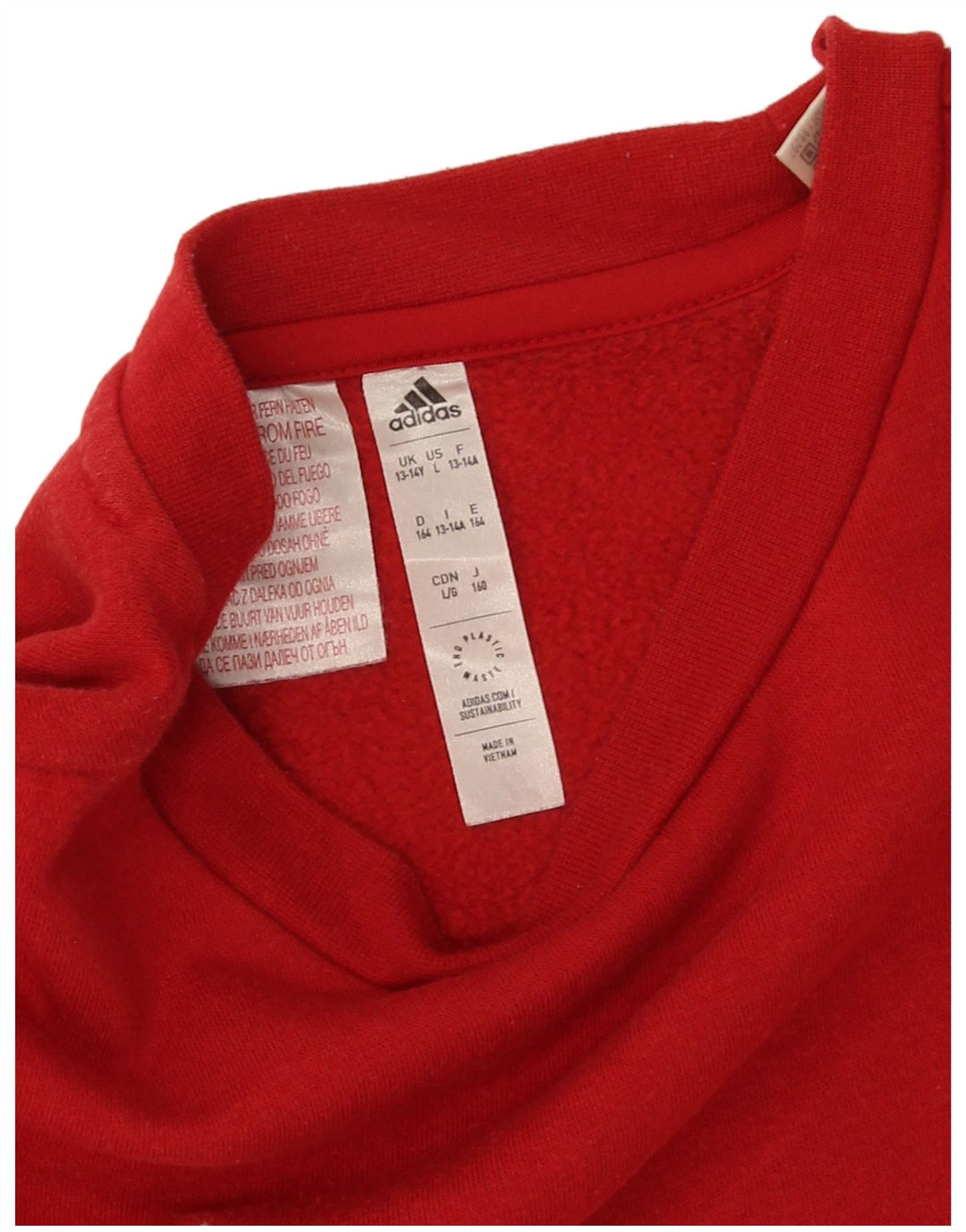 Felpa Adidas Ragazzo Maglione 13-14 Anni Cotone Rosso