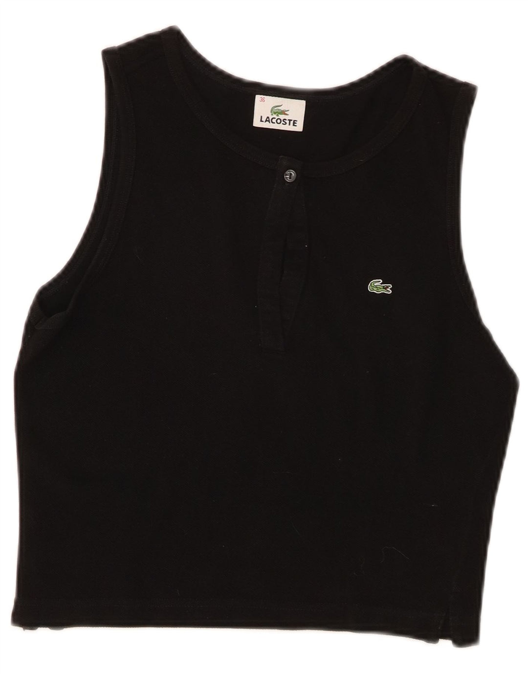 Canotta corta da donna Lacoste taglia 36 piccola in cotone nero