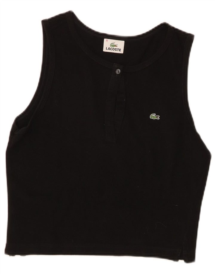Canotta corta da donna Lacoste taglia 36 piccola in cotone nero