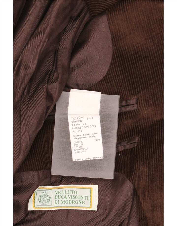 Giacca blazer da uomo in velluto a coste a 3 bottoni Velluto Duca Visconti IT 60 5XL Marrone