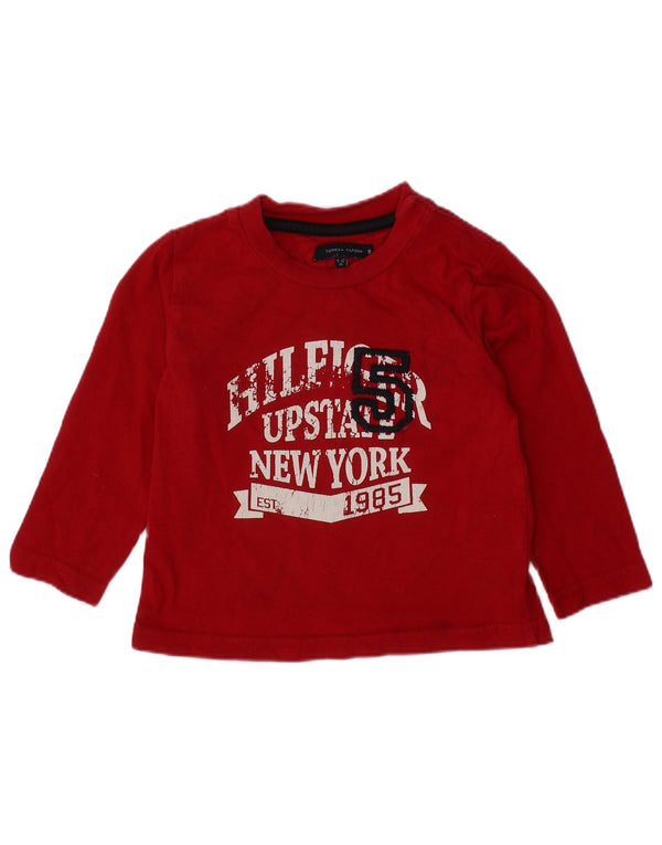 TOMMY HILFIGER Baby Boys Graphic Top Long Sleeve 9-12 Months Red Cotton
