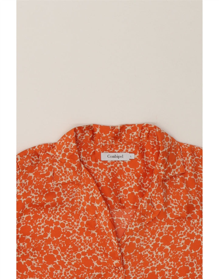 CONBIPEL Womens Shirt Blouse UK 16 Large Orange Floral Polyester Vintage Conbipel and Second-Hand Conbipel from Messina Hembry 