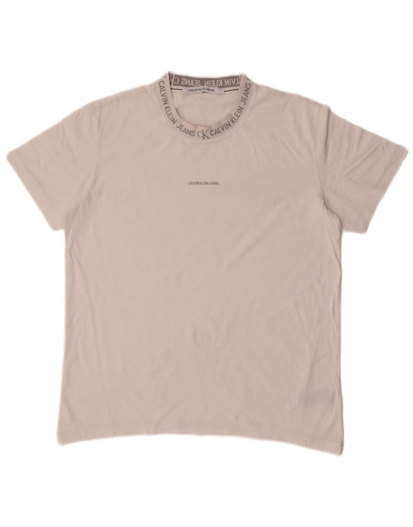Calvin Klein Jeans T-shirt grafica da uomo Top grande in cotone bianco