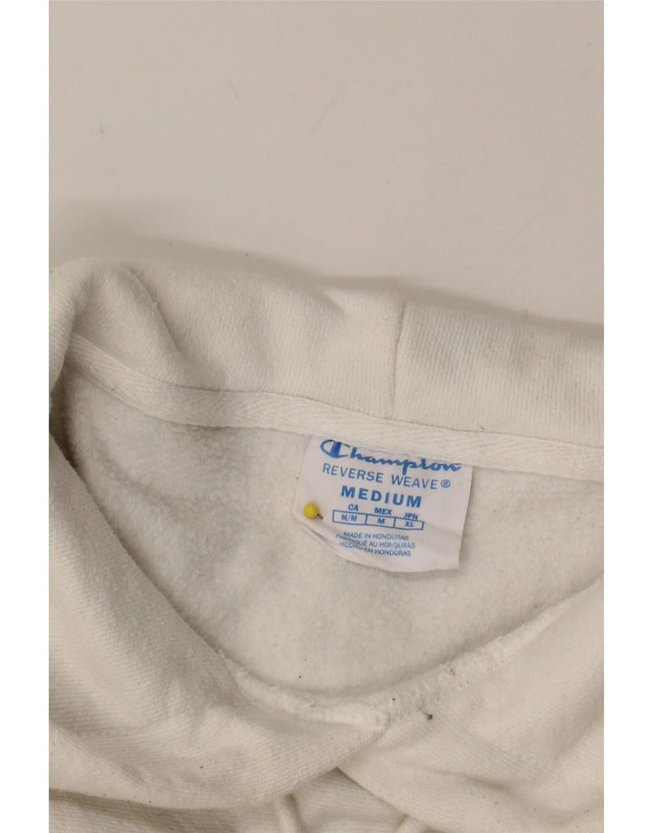 CHAMPION Mens Graphic Hoodie Jumper Medium White Cotton Vintage Champion and Second-Hand Champion from Messina Hembry 