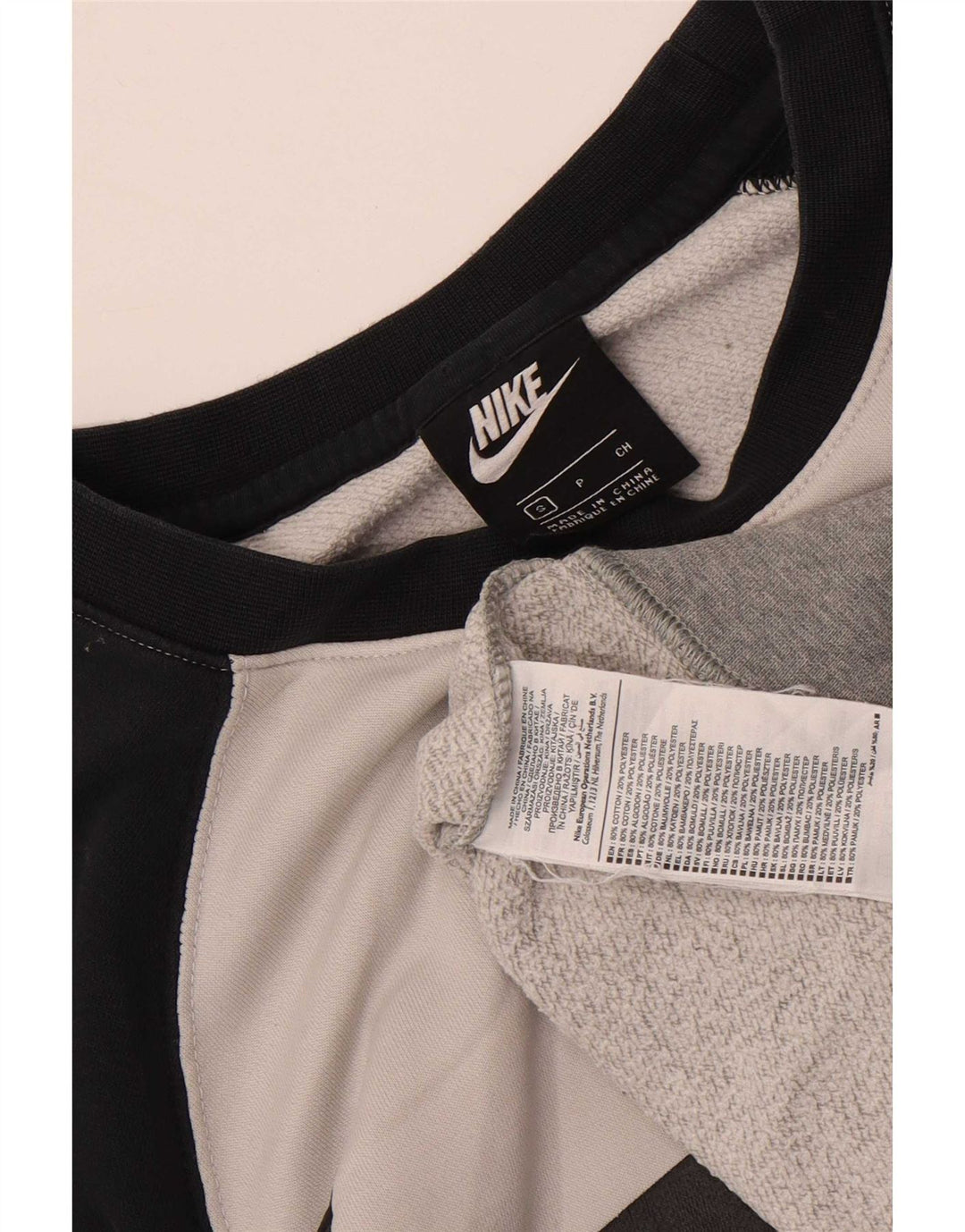 Felpa con grafica Nike da uomo, piccola, in cotone color block grigio
