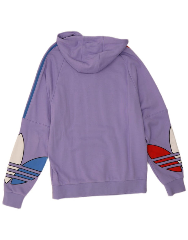 Felpa con cappuccio grafica da donna Adidas UK 16 grande cotone viola