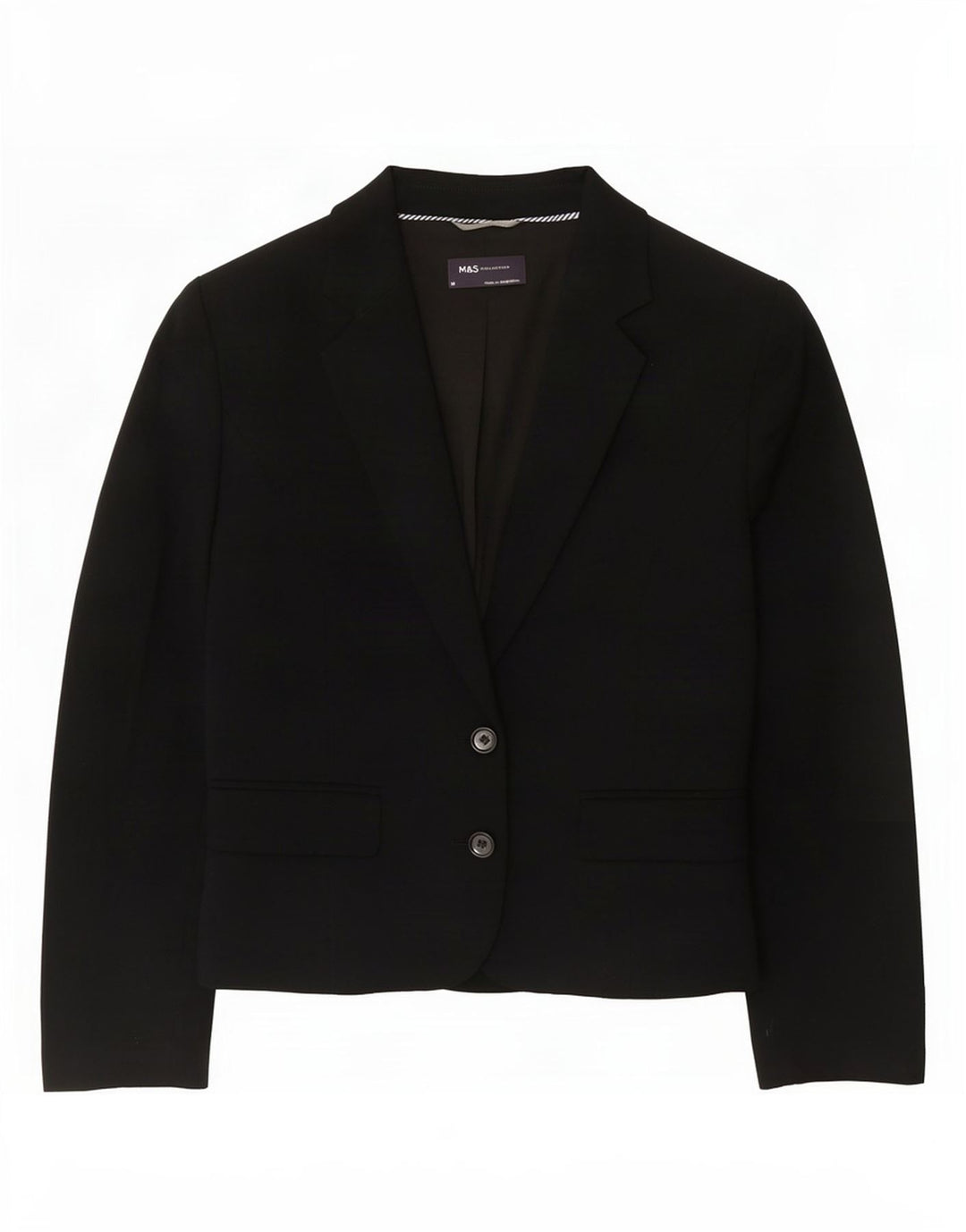 Giacca blazer a 2 bottoni Marks & Spencer da donna UK 14 poliestere nero medio
