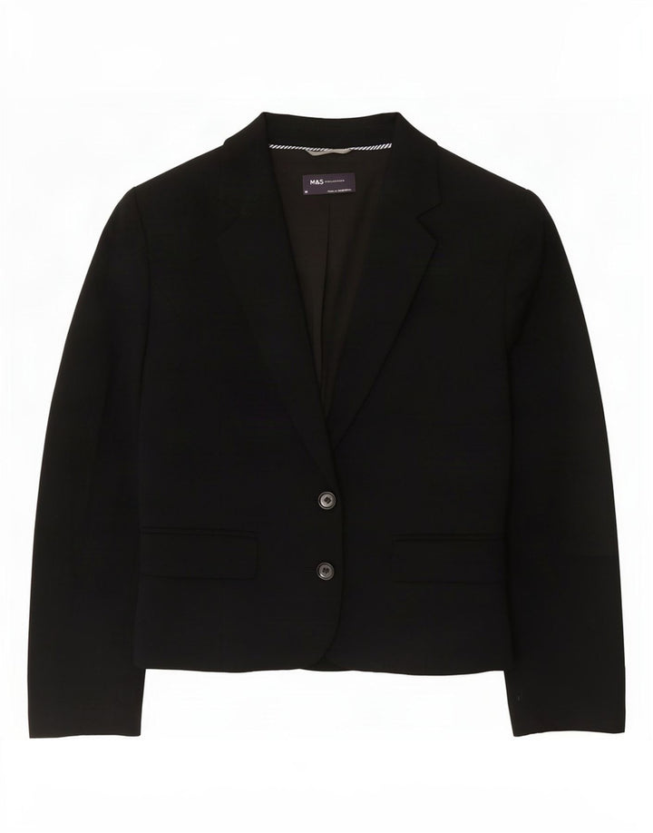 Giacca blazer a 2 bottoni Marks & Spencer da donna UK 14 poliestere nero medio