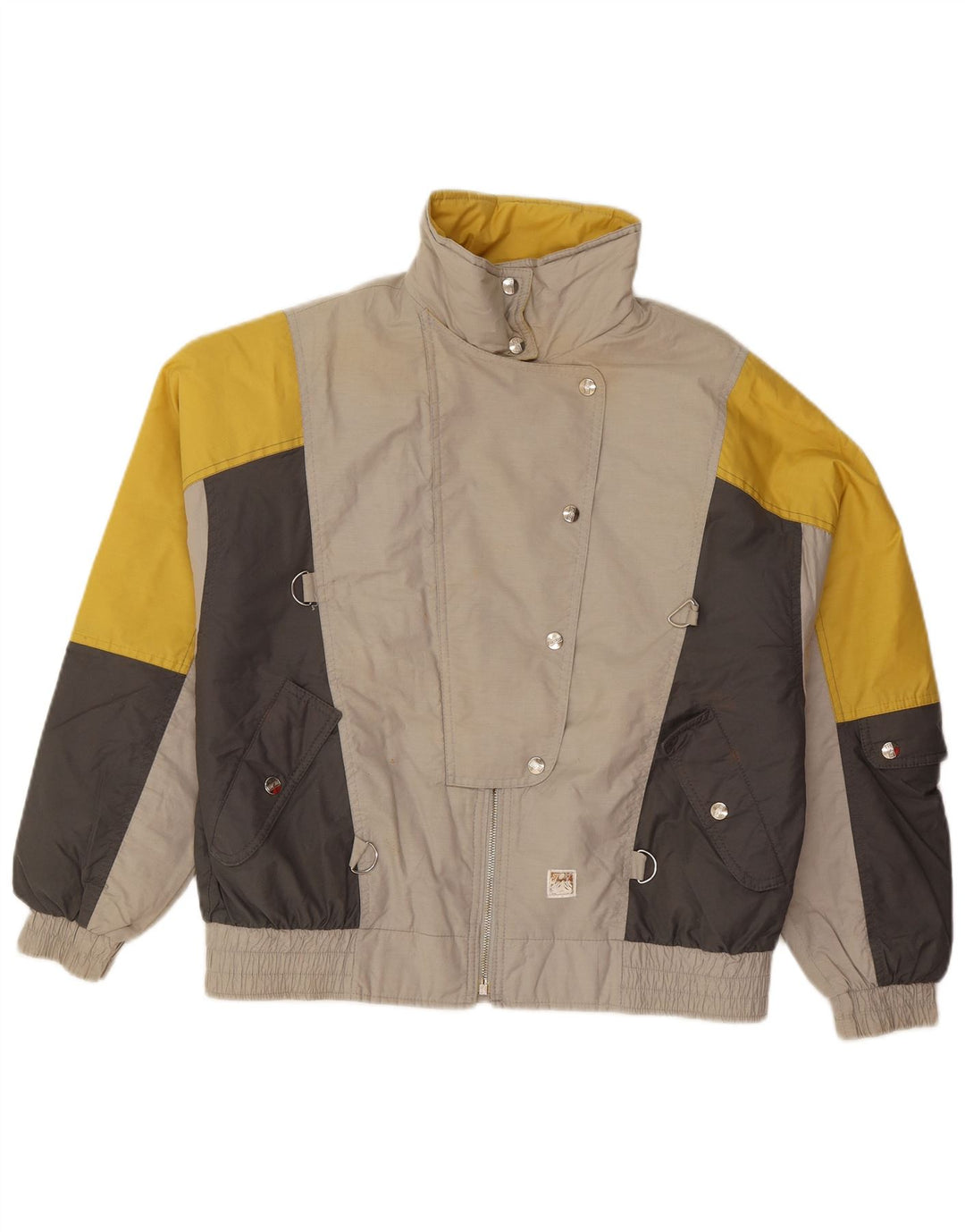 Giacca da sci oversize da donna vintage EU 40 Poliammide color block grigio medio