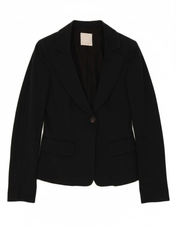 PINKO Womens 1 Button Blazer Jacket UK 8 Small Black Cotton