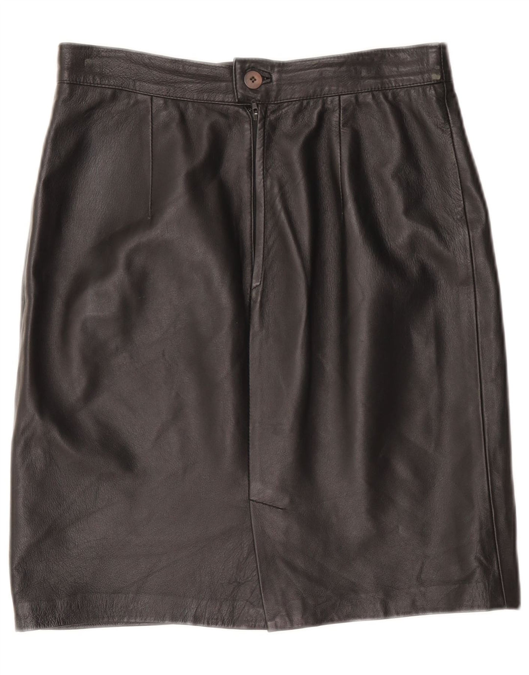 Gonna in pelle vintage da donna IT 46 grande W32 in pelle nera