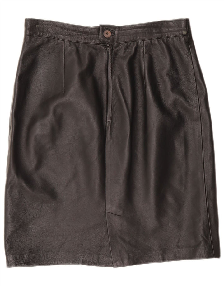 Gonna in pelle vintage da donna IT 46 grande W32 in pelle nera