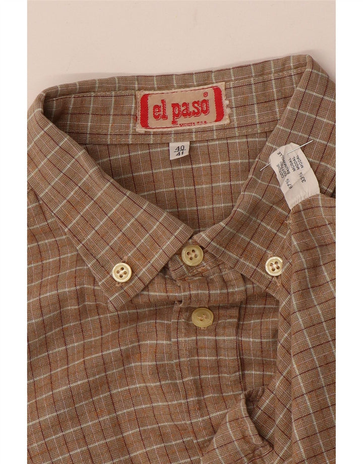 Camicia da uomo El Paso taglia 40/41 cotone a quadretti beige medio