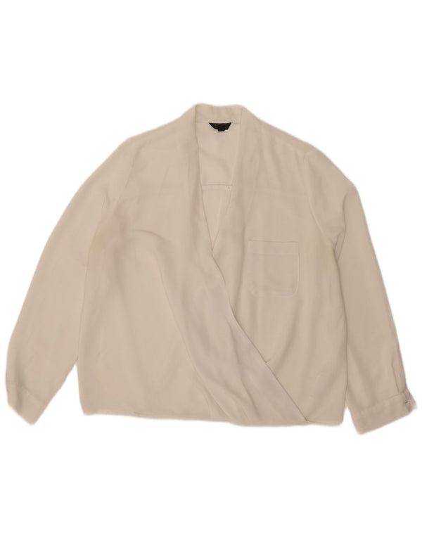 Topshop Womens Long Sleeve Blouse Top UK 12 Medium White Polyester