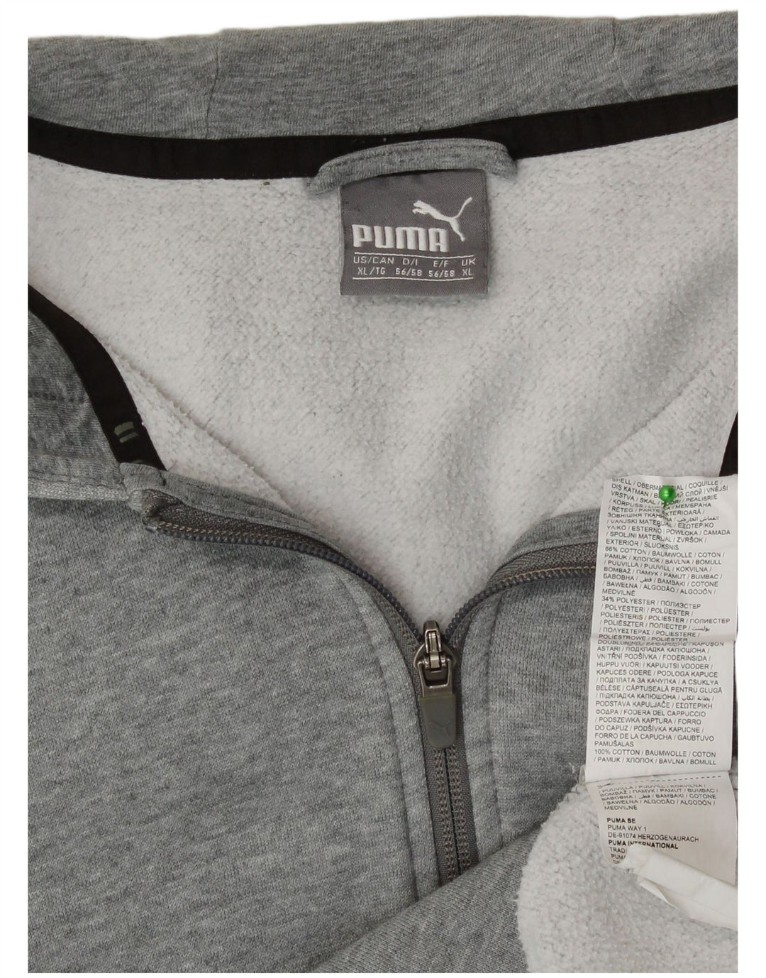 Felpa con cappuccio e zip grafica Puma da uomo XL in cotone grigio