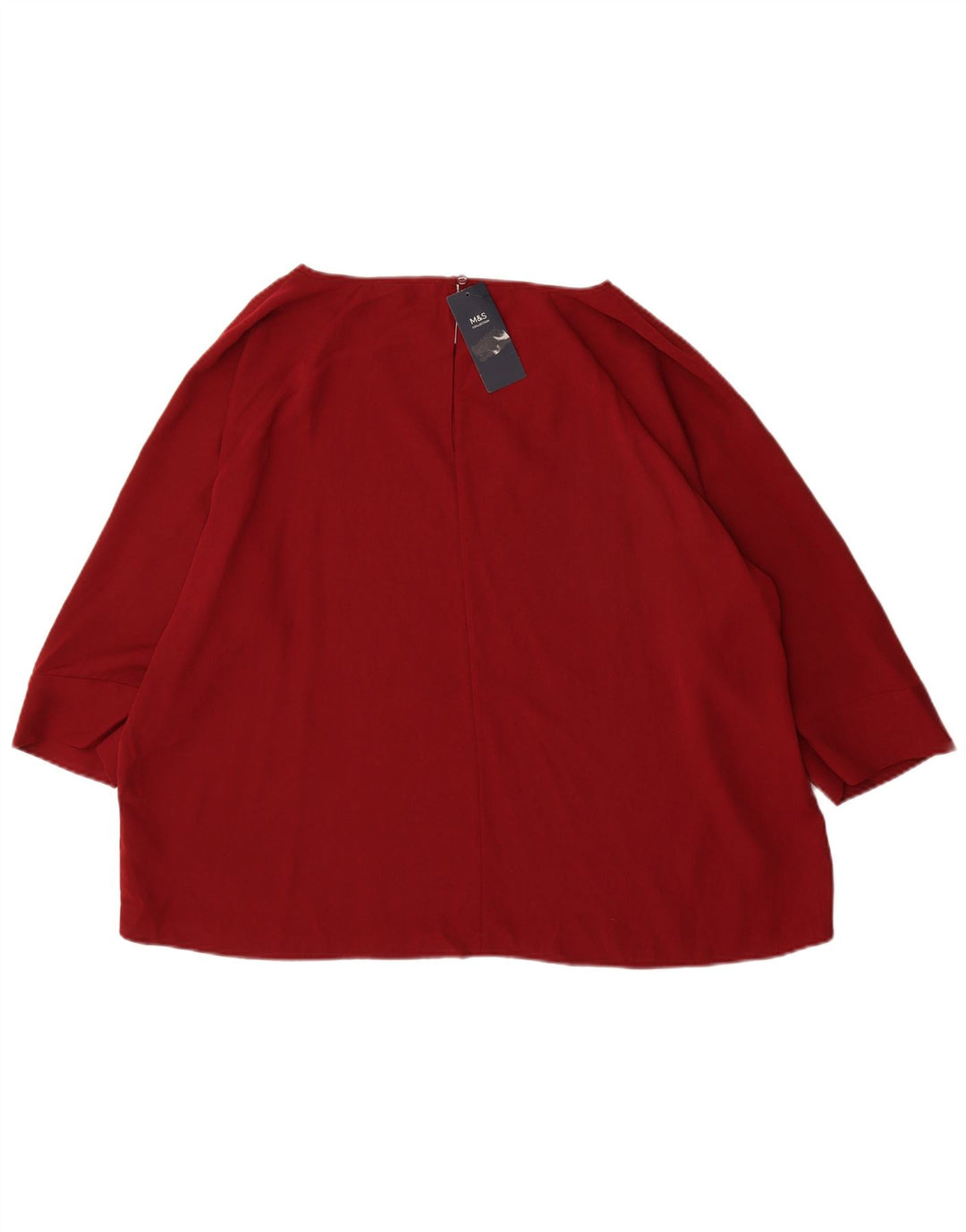 Top camicetta manica 3/4 da donna Marks & Spencer UK 22 2XL poliestere bordeaux