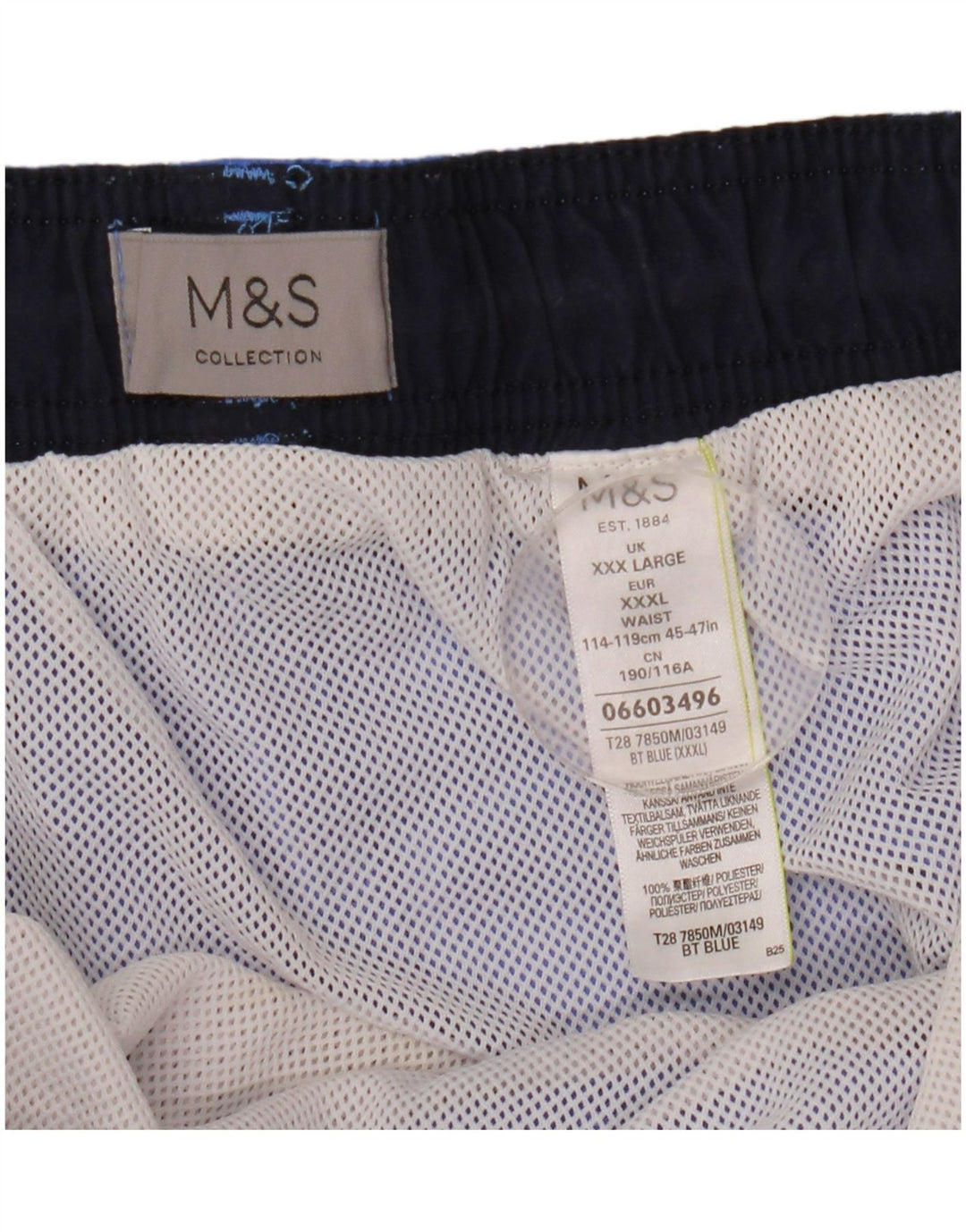Pantaloncini da bagno da uomo Marks & Spencer 3XL blu poliestere