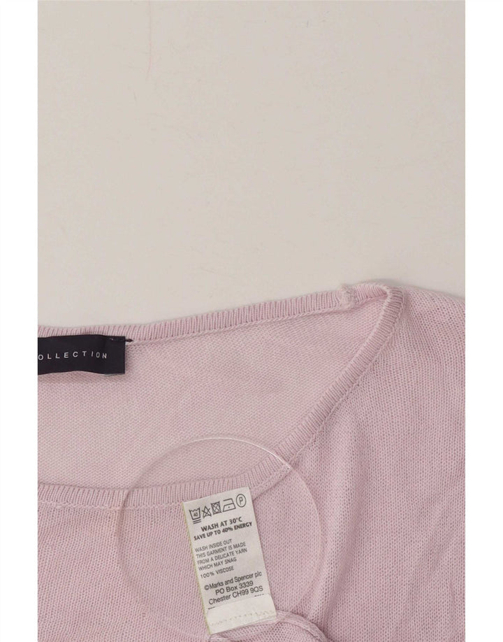 Marks & Spencer Top manica lunga da donna UK 10 piccolo rosa viscosa