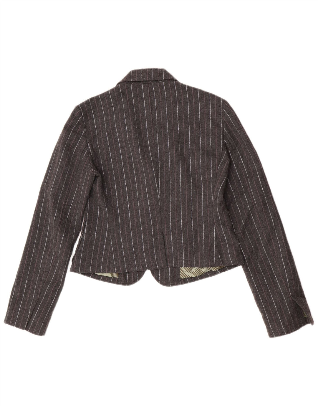 Giacca blazer aperta corta da donna Dkny UK 12 Poliestere gessato grigio medio