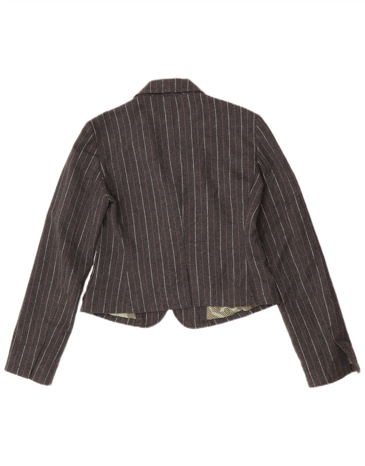 Giacca blazer aperta corta da donna Dkny UK 12 Poliestere gessato grigio medio