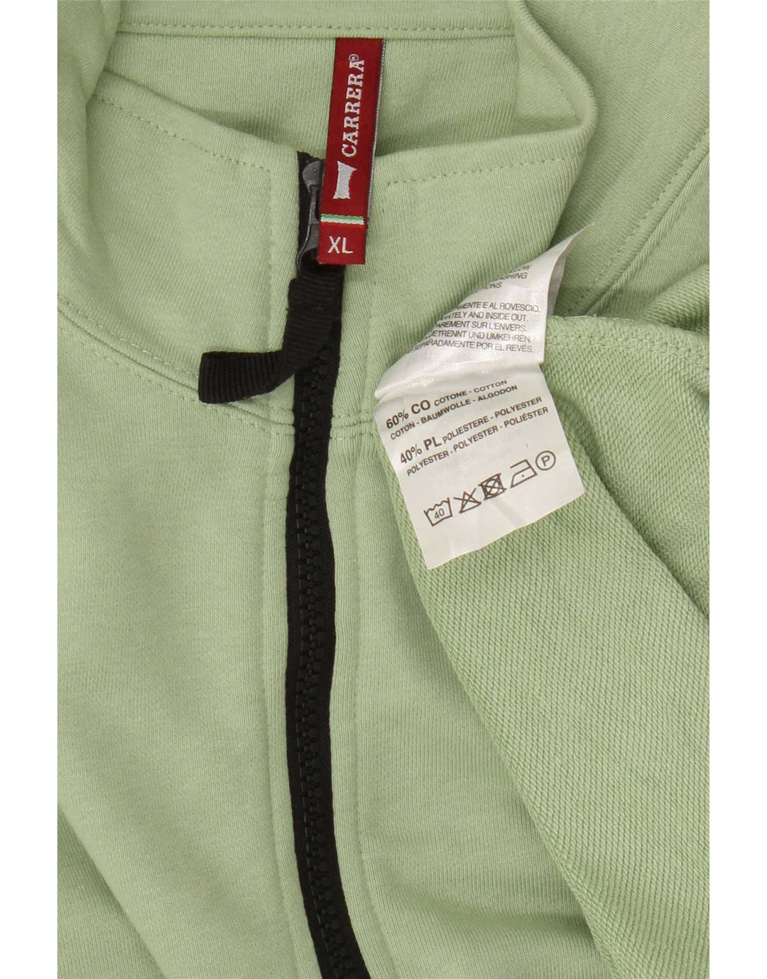 Felpa Carrera da uomo con zip e collo maglione XL verde cotone